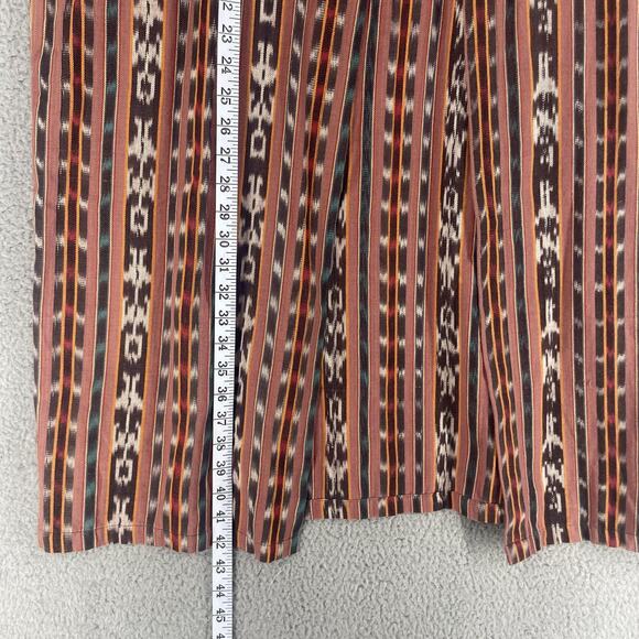 El Huarache Kimono Jacket Womens XL Brown Ikat Stripe Hand Woven Cotton Duster - Picture 3 of 15